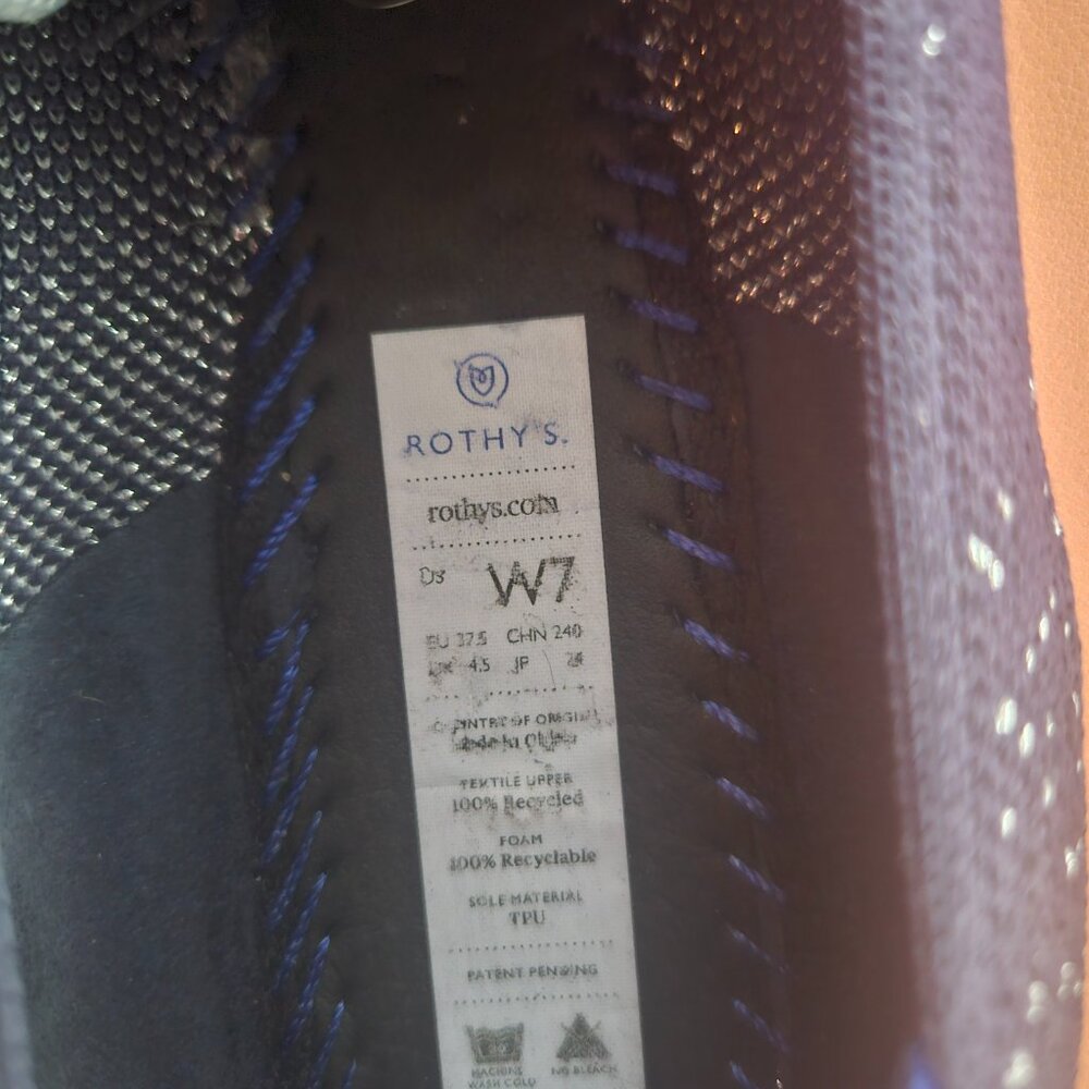 Rothy's The Loafer Pisces Zodiac Navy Silver Metallic Knit Flats Size 7 Rare HTF - Picture 8 of 10